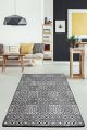 Tapis Tiziri 80x300cm Velours Motif Arabesque Noir et Blanc