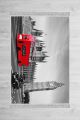 Tapis Uchea 80x150cm Velours Motif Bus londonien Rouge et Big ben Noir et Blanc