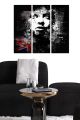Triptyque Fabulosus L70xH50cm Motif Art abstrait, portrait homme Nuances de gris et Rouge