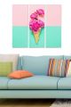 Triptyque Fabulosus L70xH50cm Motif Conceptuel cornet de fleurs
