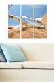 Triptyque Fabulosus L70xH50cm Motif esprit bord de mer, sable et bouteille à message
