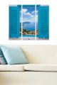Triptyque Fabulosus L70xH50cm Motif Fenêtre sur les Cyclades