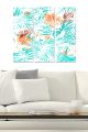 Triptyque Fabulosus L70xH50cm Motif Feuilles de palmiers Bleu, Marron et Orange