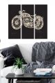 Triptyque Fabulosus L70xH50cm Motif Moto vintage Noir et Blanc