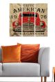 Triptyque Fabulosus L70xH50cm Motif Poster Voiture Vintage Rouge et Beige