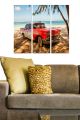 Triptyque Fabulosus L70xH50cm Motif Voiture vintage sur plage
